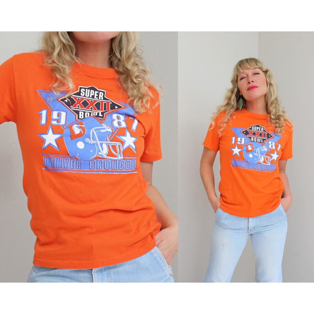 1980's Vintage Denver Broncos Super Bowl 1987 T-Shirt Women's SM MD Men's XS SM